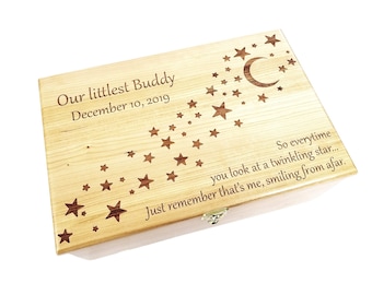 Custom Personalized Moon & Stars Memory Box,12x8x4 Engraved Baby Memory Wood Box, Baby Shower Gift, Baby Boy Gift, I love you to the moon