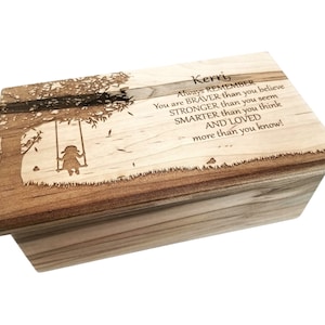 Music Box Choose Your Song Add Text , Personalized Custom Daughter Poem Laser Engraved Wood Music Box, Daughter Gift, Braver Stronger Poem