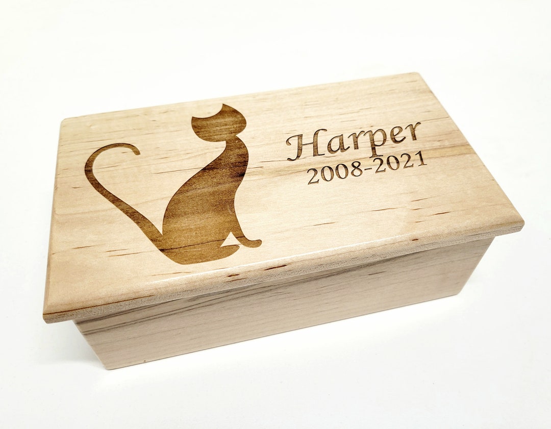Personalized Cat Music Box Choose Your Song, Custom Wood Music Jewelry Box, Laser Engraved Cat