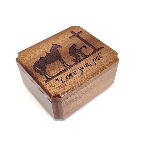 Personalized Cowboy Mini Urn, Ashes Box, Engraved Memorial Box,Laser Engraved Custom Cowboy Box, Sharable Urn, Mini Urn, Small Urn,Horse Urn