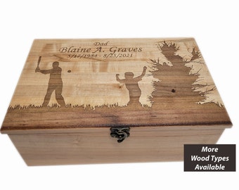 Custom Personalized Father and Son Memory Box, Engraved Memory Wood Box, Father and Son Decor, Custom Father Son Gift, Grief Loss Gift