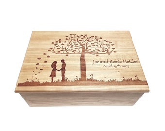 Custom Personalized Couple Under Heart Tree Box, Engraved Wedding Card Box, Gift for the Couple, Love Tree Memory Box, Made in USA