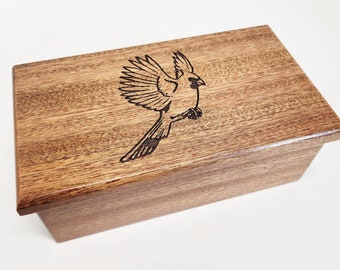 Personalized Cardinal Music Box Choose Your Song, Custom Music Jewelry Box, Laser Engraved Cardinal Music Box, Custom Bird Music Box