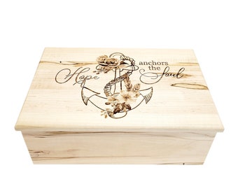 Custom Personalized Hope Anchors the Soul Memory Box, Engraved Memory Wood Box, Custom Hope Anchor Decor, Custom Hope Anchors the Soul Gift