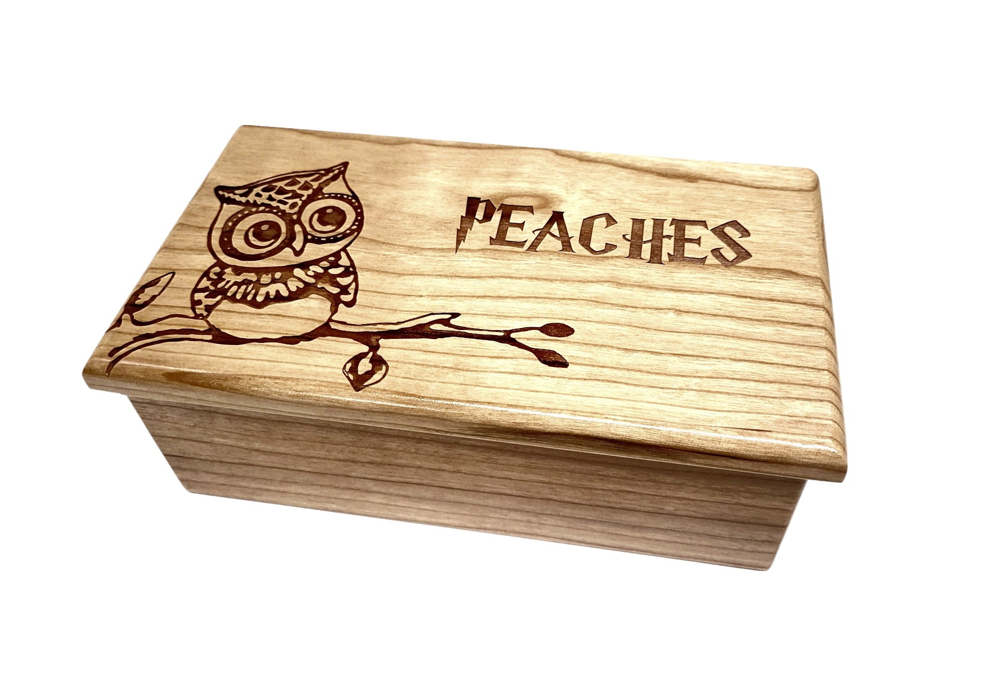 Music Box Choose Your Song Add Text Owl Design, Laser Engraved Custom Wood Music Box, Grandchild Gra