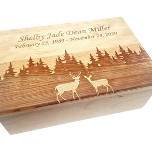 Custom Personalized Love Deer Couple Memory Box, Laser Engraved Rustic Wood Box, Rustic 5 Year Anniversary Gift, Anniversary Gift for Him image 2