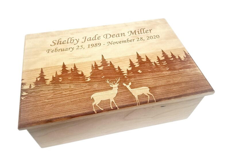 Custom Personalized Love Deer Couple Memory Box, Laser Engraved Rustic Wood Box, Rustic 5 Year Anniversary Gift, Anniversary Gift for Him image 2