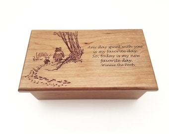 Personalized Winnie the Pooh and Piglet Electronic Music Box ANY Song,Digital Music Box,Long Distance Gift,Miss You,there ever comes a day