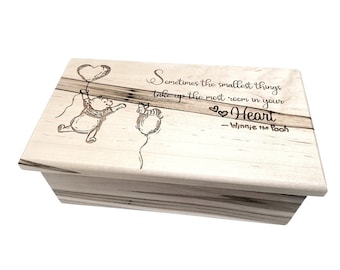 Personalized Pooh Music Box Choose Your Song, Winnie the Pooh Music Box, Custom Wood Music Jewelry Box,Laser Engraved Friend Music Box