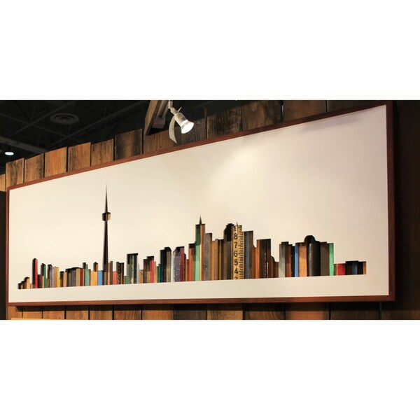 Toronto Skyline XL - 30" by 70" Recycled Wood Silhouette Wall Art