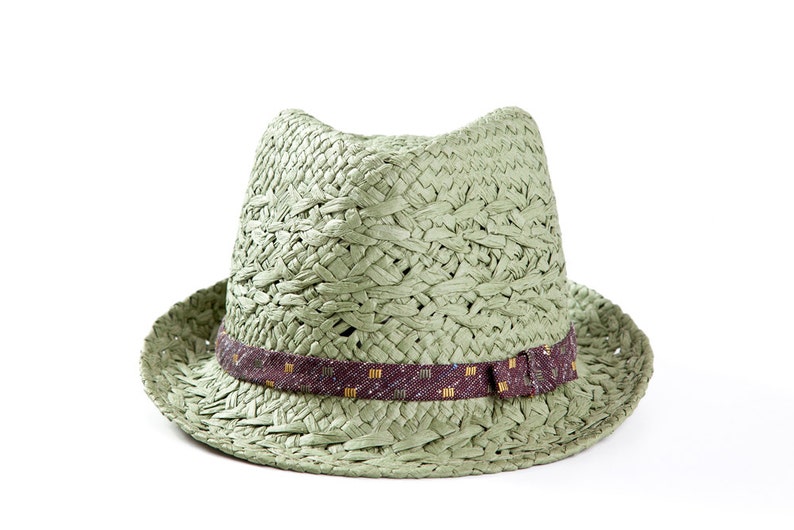 Light green fedora hat Sun hats for women decorated with a Etsy