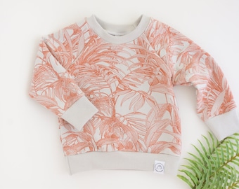 SALE! Cloud Gray Botanical Print Baby and Toddler Crew Neck Sweatshirt