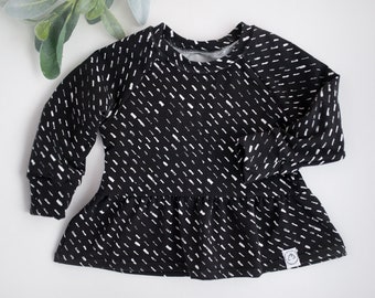 SALE! Black and White Print Baby and Toddler Peplum Top