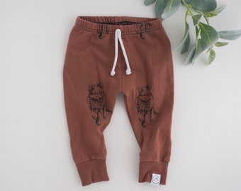 SLIGHTLY IMPERFECT Brown Fox Print Baby and Toddler Joggers