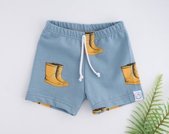 SALE! Slate Blue Wellies Print Baby and Toddler Shorts