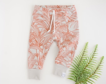 SALE! Cloud Gray Botanical Print Baby and Toddler Joggers