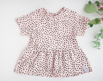 SALE! LAST ONE, 6-9 Month - Pink Spotted Print Baby and Toddler Peplum Top