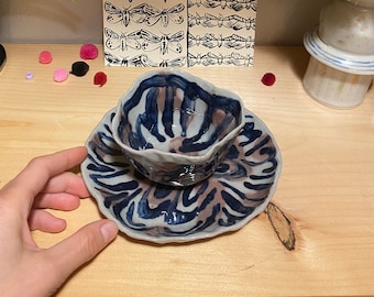 wiggly stoneware bowl & plate set