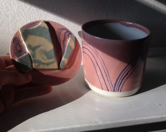 pink stoneware jar