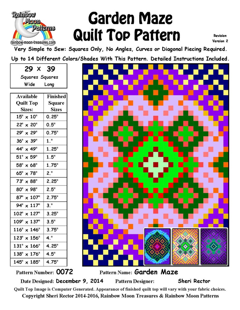 0072 Garden Maze Quilt Pattern Etsy