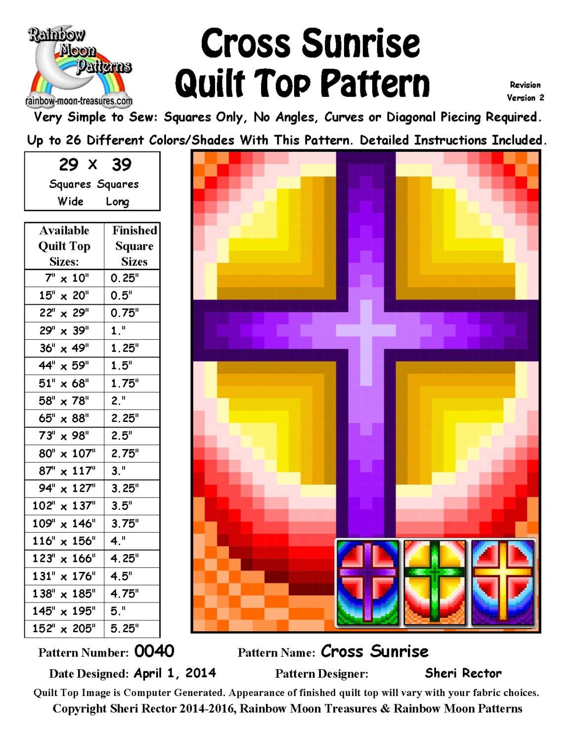 0040 Cross Sunrise Quilt Pattern - Etsy