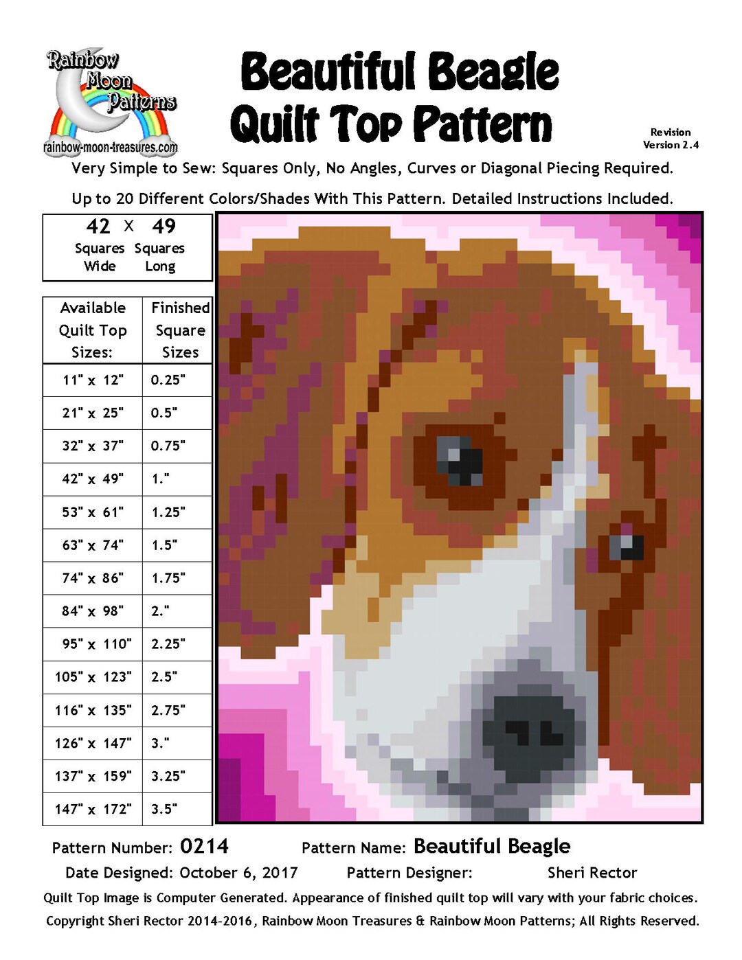 Beagle Quilt Pattern | Pixel Art Design (PDF Pattern) - Etsy
