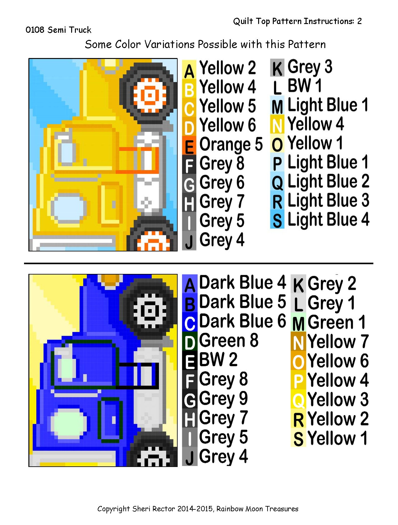 0108 Semi Truck Quilt Pattern Etsy