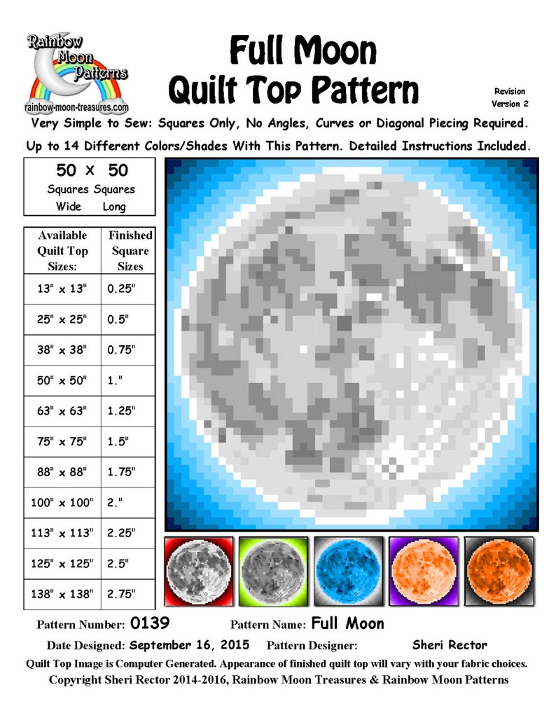 0139 Full Moon Quilt Pattern - Etsy