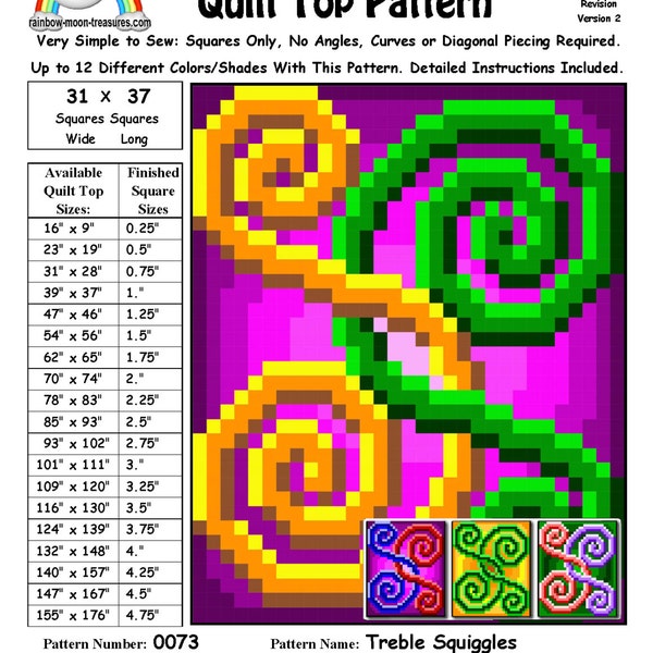 0073 Treble Squiggles Quilt Pattern
