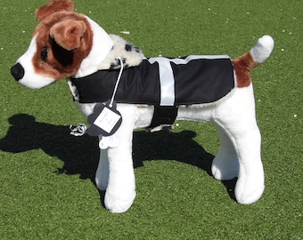 Cornish Dog Coats - water resistant, breathable and reflective. Four sizes with velcro fastening
