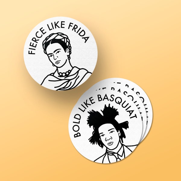 2.5" Fierce like Frida & Bold like Basquiat| 2 stickers Set | Art History | Vinyl Sticker