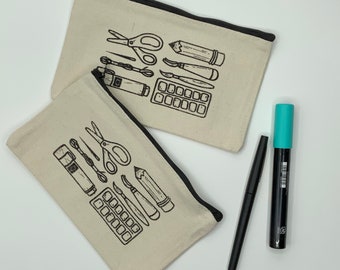 Art Supply Screen printed pouch | Coin Purse | Supply Bag