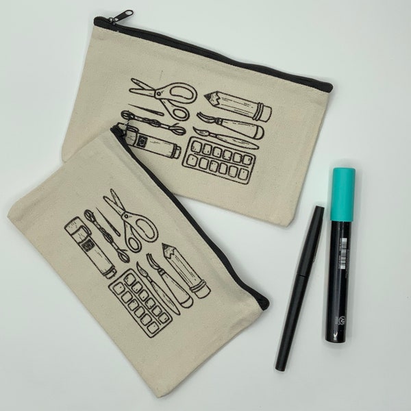 Art Supply Screen printed pouch | Coin Purse | Supply Bag