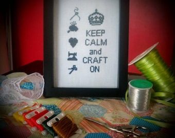 Counted Cross Stitch Pattern - Keep Calm and Craft On