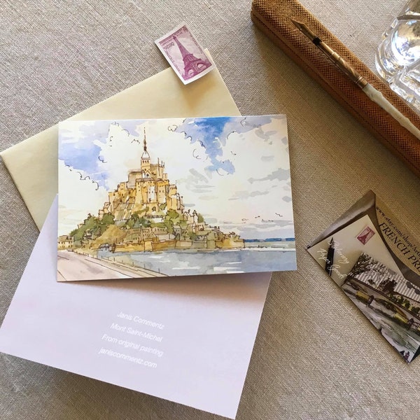 Notecards of Mont Saint-Michel. Ivory envelopes included (set of 3)