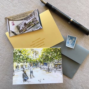 Biglietti di auguri del gioco delle bocce a Place Dauphine, Parigi (set di 4)