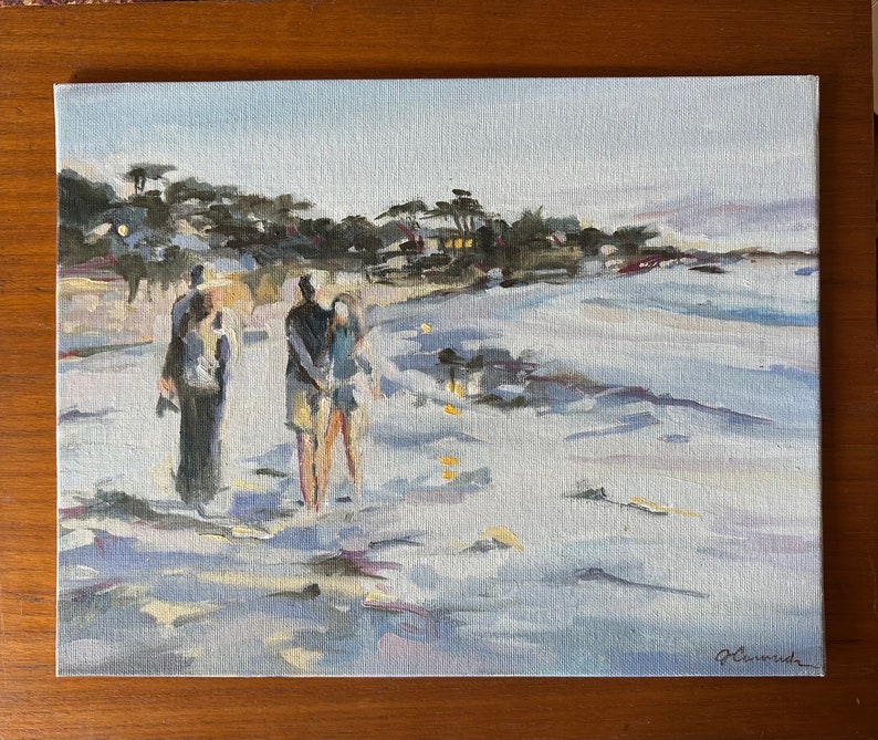 Painting Carmel Beach Camaraderie 11 x 14 unframed image 5