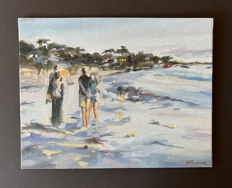 Painting Carmel Beach Camaraderie 11 x 14 unframed image 4