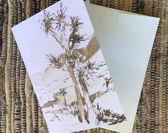 Mojave Inspiration - Sepia Joshua Tree Ink Sketch Card 5"x7"