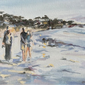 Painting Carmel Beach Camaraderie 11 x 14 unframed image 1