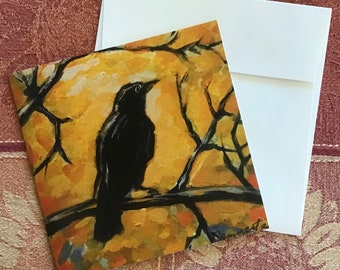 Mojave Inspiration - Raven on Orange card 5"x5"