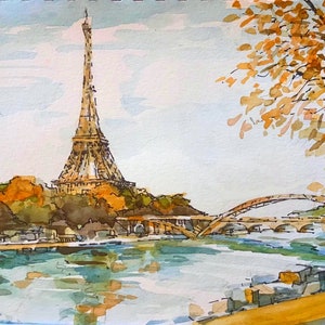 Cartes de correspondance de la Tour Eiffel d'automne, Paris France (lot de 3) Enveloppes écru