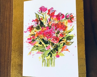 Pink Roses 5x7 Greeting Card