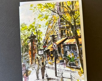 Card Saint-Germain-des-Prés, Paris 5"x7" White envelope.