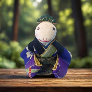 Handmade Japanese Snake Figurine - Vintage Kimono Fabric Art - Zodiac Year Decoration - Unique New Year Gift&quot;