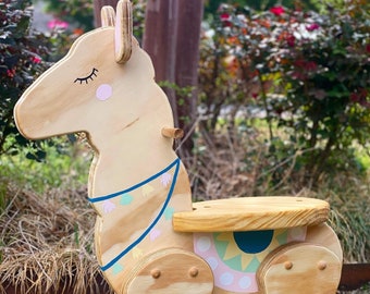 Llama Rocker Wooden Rocking Horse For Toddler Rocker Ride On Toy Llama Baby Shower Gift Kids Room Decor Nursery Decoration