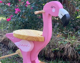 Pink Flamingo Rocker Wooden Rocking Horse For Toddler Rocker Ride On Toy Baby Shower Gift Kids Room Decor Nursery Decoration