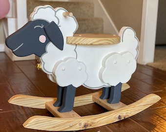 Sheep Rocker Wooden Rocking Horse For Toddler Rocker Ride On Toy Sheep Baby Shower Gift Kids Room Decor Nursery Decoration