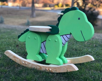 Dragon Rocker Wooden Rocking Horse For Toddler Rocker Ride On Toy Baby Shower Gift Kids Room Decor Nursery Decoration