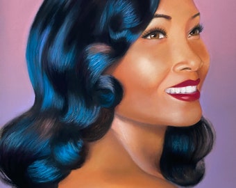 Angelique Noire (high quality print of my original pastel painting of pinup model Angelique Noire)